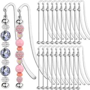 20 Packs Beadable Bookmarks with Blank Bar Bulk Metal DIY Bookmark for Beads  Pendants Charms Beading Marks Craft Book Lovers Office Supplies