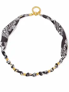 Eloria Jewelry B Scarf Necklace with Charm Bandana Necklace Leopard Blue Pink Dainty Statement Simple Jewelry Gift Accessories Dresses