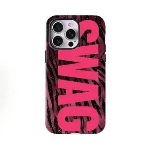 Y2k Glitter Zebra SWAG Phone Case Trendy Tough Phone Case Compatible for iPhone 17Promax 16 15 14 13 12 11 and for Samsung S21-S25 Perfect Gift for Streetwear Aesthetic Girl