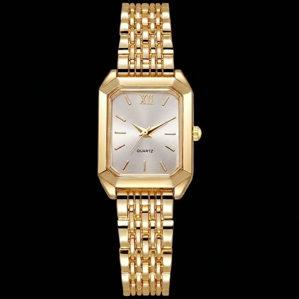 【Back To School】Customizable Luxury Women's Fashion Quartz Watch - Simple Scale Square Dial, Gold-Plated Quality, Business & Gift Option with Box
