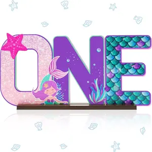 Wooden Mermaid Racing Car Fishing Themed Decorations, Birthday Party Decorations, Perfect for First Birthday Parties & Special Occasions, Unique Gift Idea