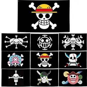 Weather Resistant Jolly Roger Flag - Iconic Manga Pirate Aesthetic Wall Banner - 100% Polyester Decorative Tapestry for Themed Parties & Outdoor