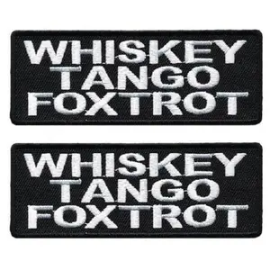Whiskey Tango Foxtrot WTF Embroidered [Iron on Sew on Patch] 2 Piece for Vest, Jackets, Pack Backs, Hats, Tactical Gears