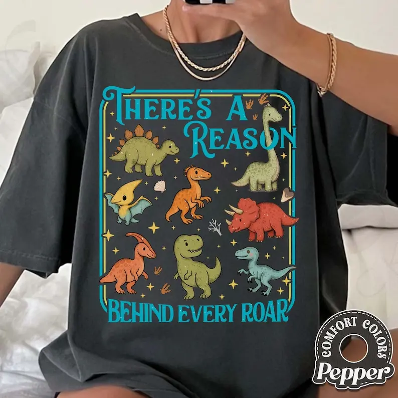 Comfort Colors® Retro Dinosaur Shirt, Teacher Gift, Teacher T-Shirt
