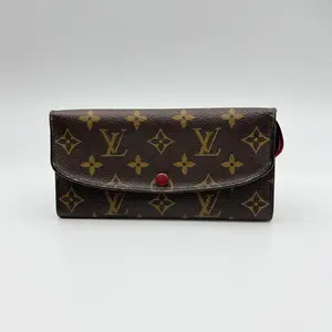 Pre-owned Louis Vuitton Coated Canvas Small Leather Goods Emilie Wallet Monogram Newer Berry
