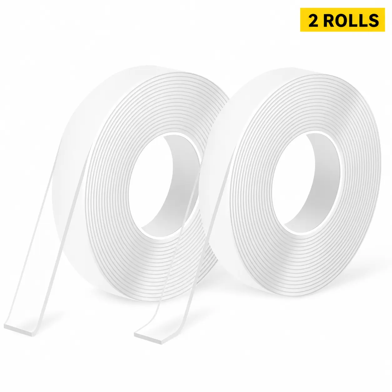 2 Rolls Double Sided Nano Gel Tape, Each 10 FT x 1.18 Inch, 0.08 Inch Thick Clear Removable Washable Mounting Tape for Home, Office and Car