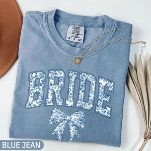 Comfort Colors Floral Bride Shirt, Coquette Bow Shirt for Bride, Bachelorette Shirt, Bridal Party Graphic Tees, Future Mrs. Shirt, Wedding Gift Outfit