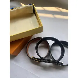 3-Pack Designer Style Leather Cuff Bracelets for Men & Women, Black/Brown/White Wristbands with Metal Buckle, 21cm Unisex Minimalist Jewelry Gift Set