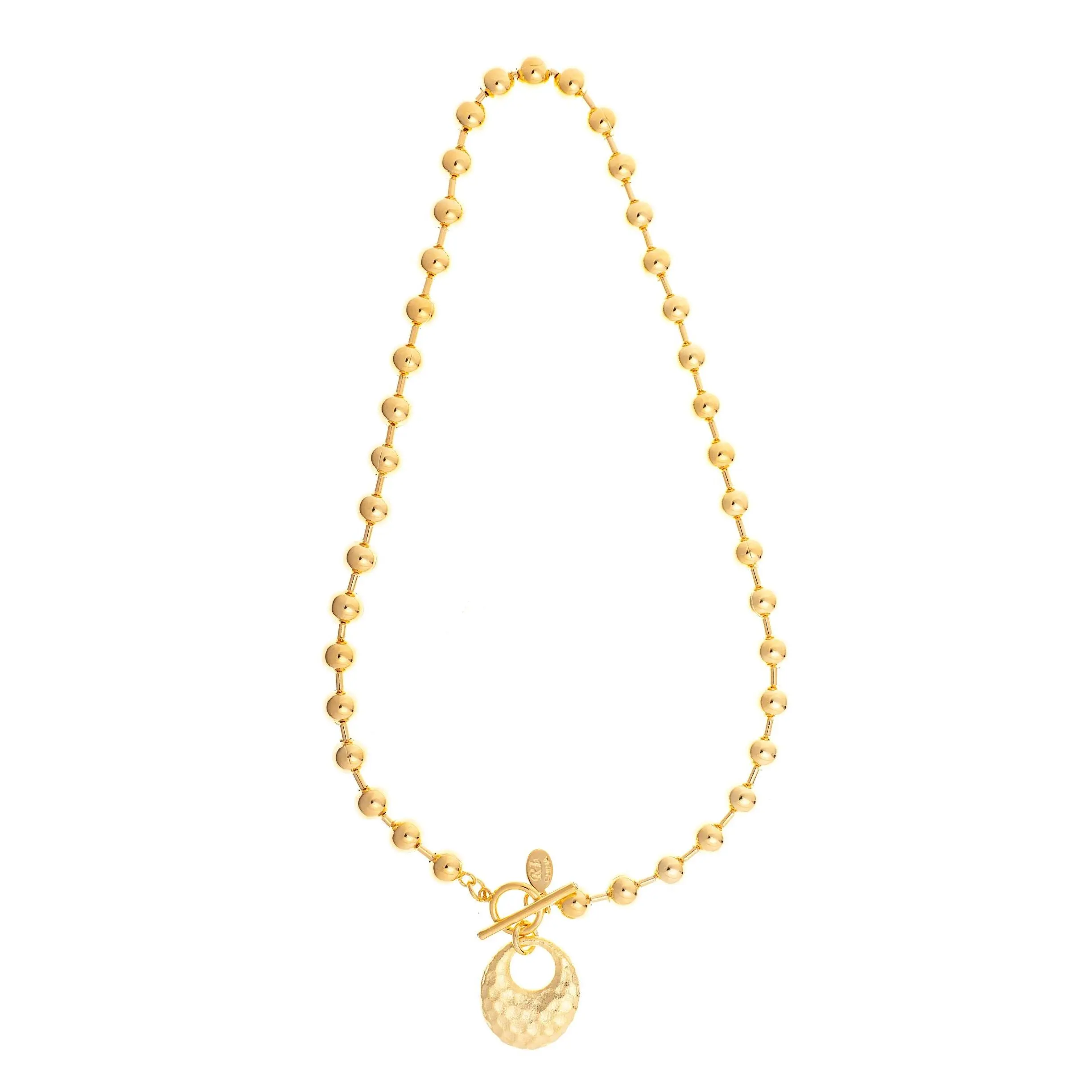 Gold Bead & Charm Toggle Necklace