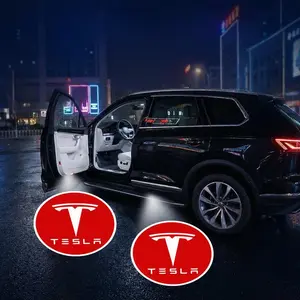 2/4pcs Tesla Door Projection Light/laser Lamp/new Welcome Light/modified Decoration Floor Lamp (batteries Not Included)