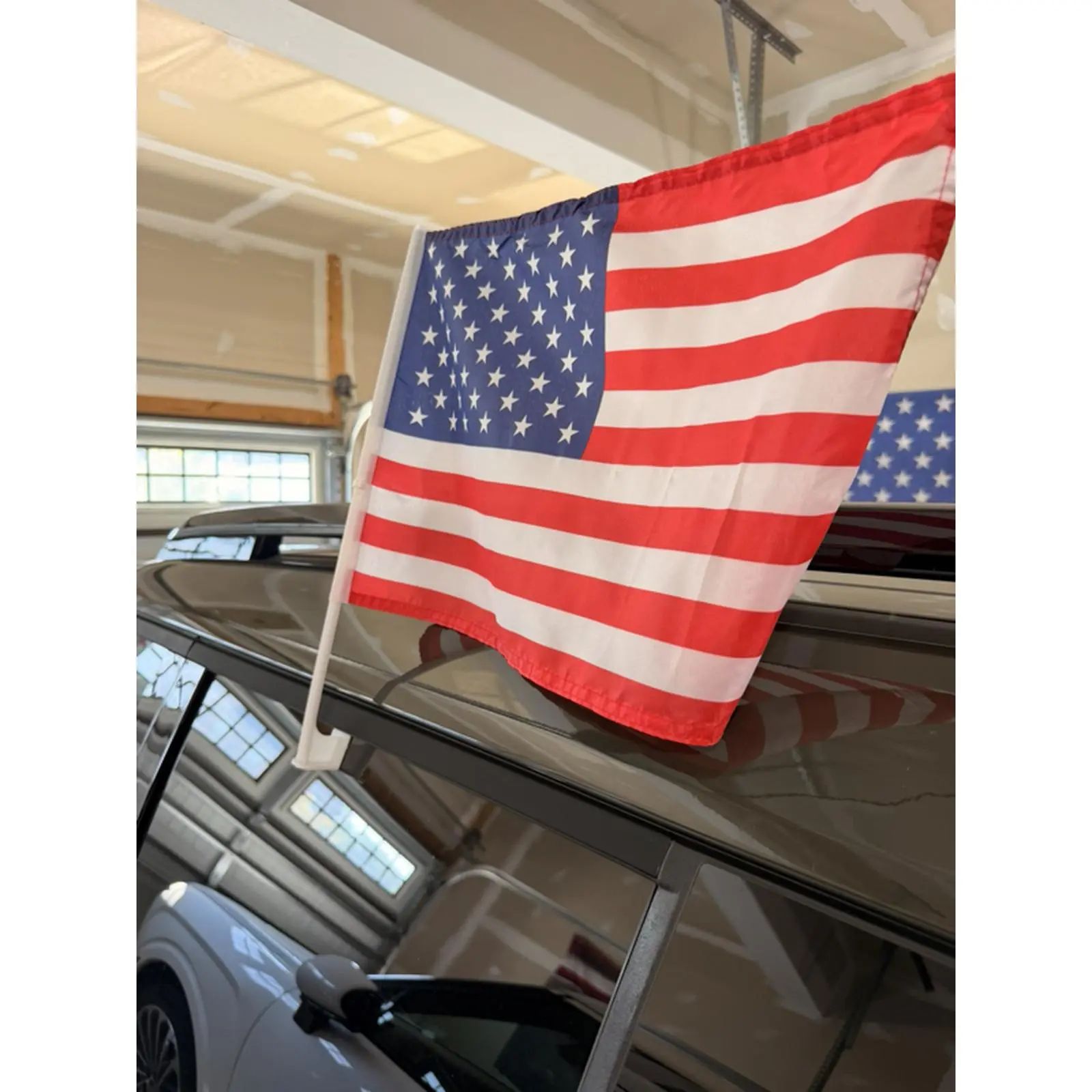 USA Car Window Flag with Outside Window Flag Holder for Patriotic Display