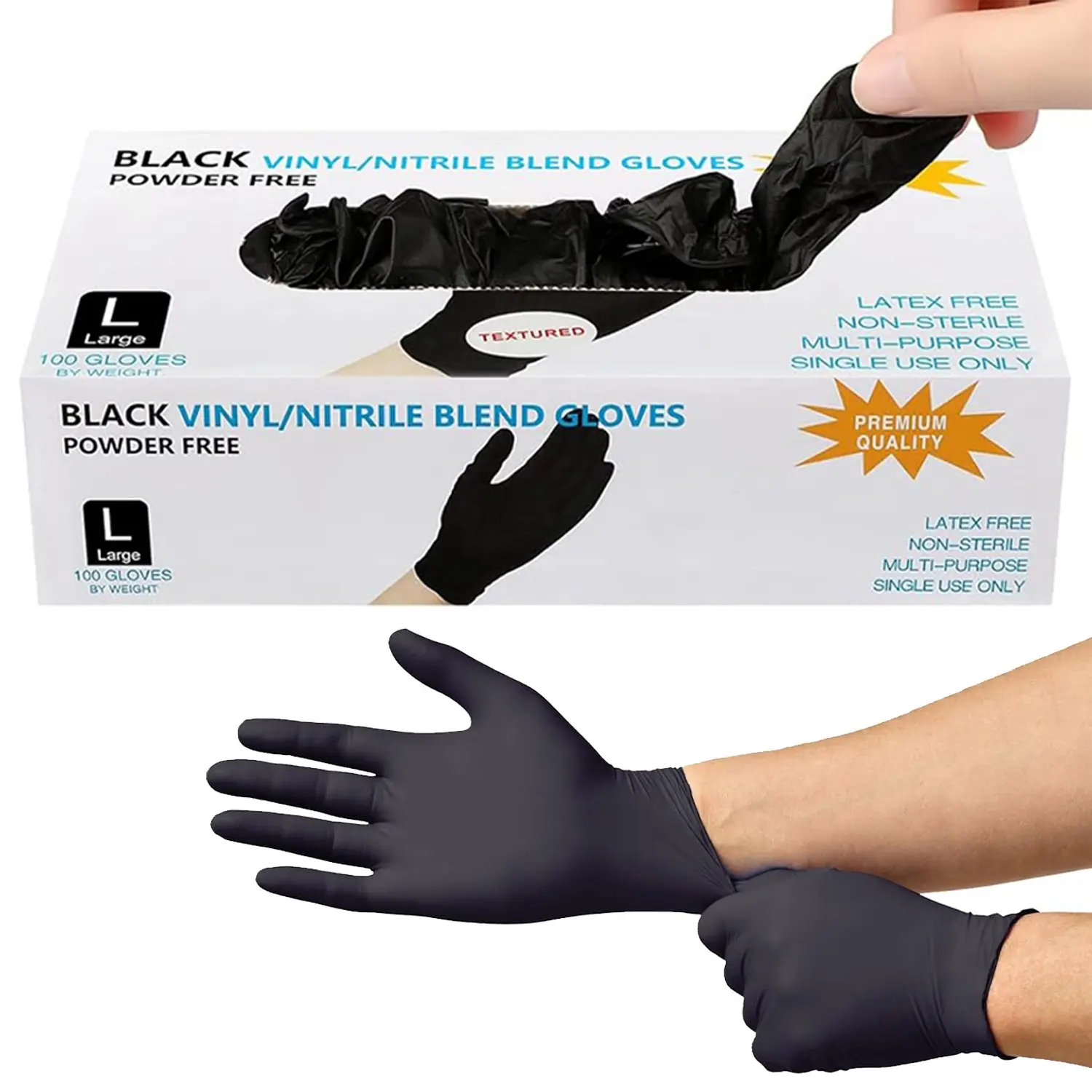 100pcs Box Nitrile Gloves, Thick Powder-Free Rubber Gloves, Waterproof Household Cleaning Gloves, Kitchen, Hair Dye, Beauty Salon, Disposable Nitrile Gloves, Disposable Thickened Gloves