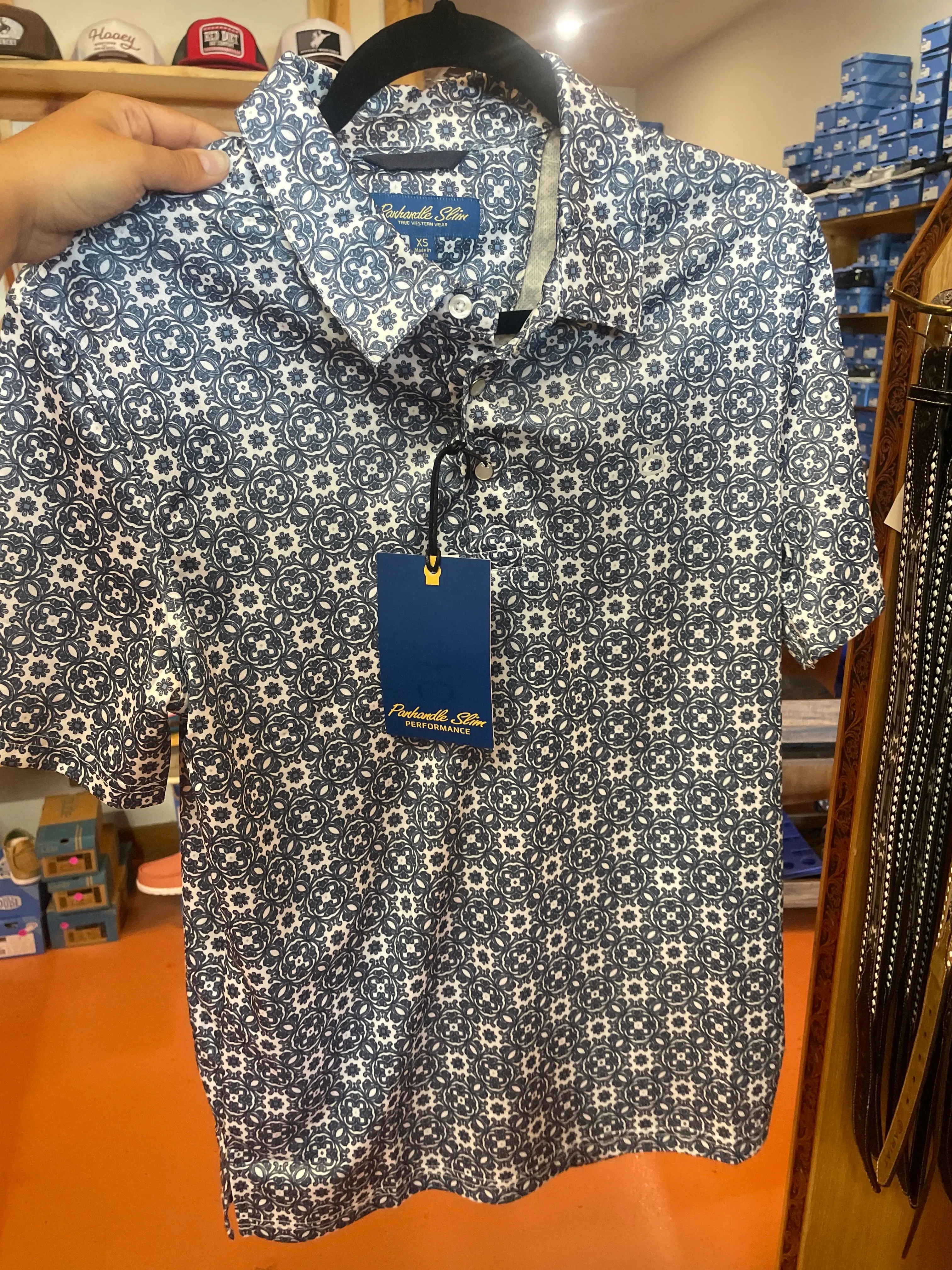 PANHANDLE Blue SLIM SS SNAP POLO☑️