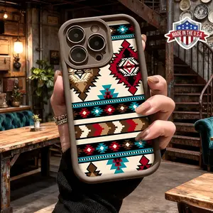 Trendy Southwestern Tribal Pattern Case for iPhone 17 16 15 14 Pro Max 13 12 11 XR XS Plus Slim Shockproof Anti Drop Protective TPU Cover
