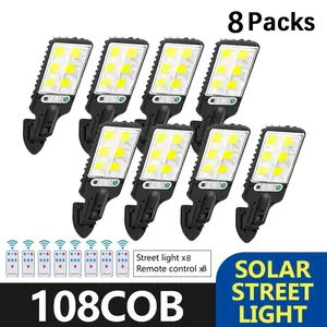 Solar Street Lights Outdoor 6000 Lumens  108COB LED Solar Lights with Motion Sensor Dusk to Dawn Remote Control Waterproof IP66 for Yard & Commercial Use
