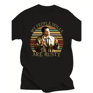 Halloween Skull T-shirt Vintage Inspired Supernatural Castiel Graphic T-Shirt With Retro Stripes And Comfortable Cotton Blend For Casual Streetwear