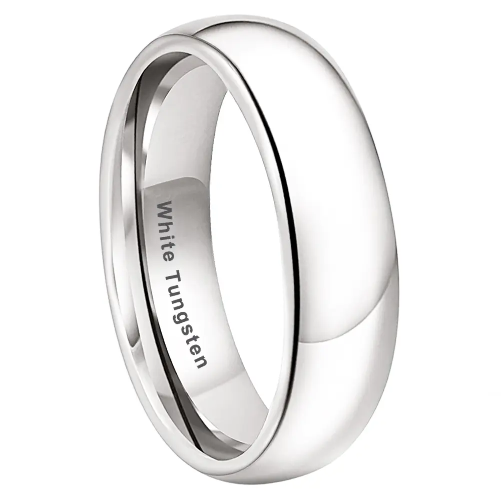 Silver 6mm Tungsten Wedding Band, Unisex Comfort Fit Round Band for Couples, Scratch Proof Matching Promise Ring for Everyday Wear, Tungsten Rings, Anniversary, Matching Couples Promise Ring