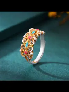 New God Ring for Women, Luxury Small Ethnic Open Ring, Casual Copper Chain Jewelry, All Seasons Fashion Accessory
