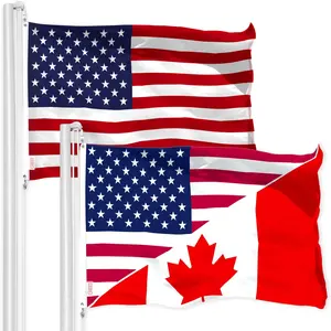 G128 Combo Pack: American USA Flag 3x5 Ft & Canada USA Friendship Flag 3x5 Ft | Both LiteWeave Pro Series Printed 150D Polyester, Brass Grommets
