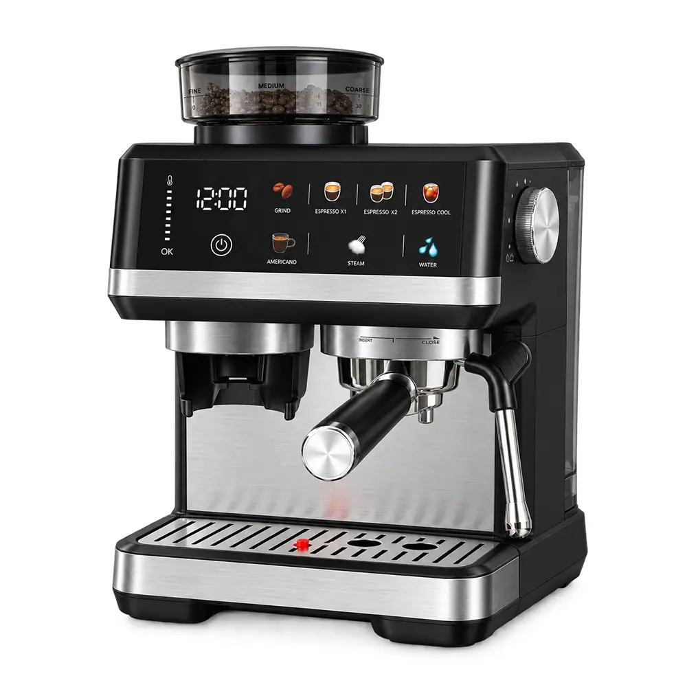 20-Bar All-in-1 Espresso Machine with Built-in Grinder, Cold Brew Function & Milk Frother Wand, Touch Screen Coffee Maker for Home Baristas & Coffee Bar Stations