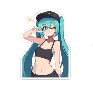 Anime Waifu Sticker: Blue Haired Idol Miku, Laptop Decal