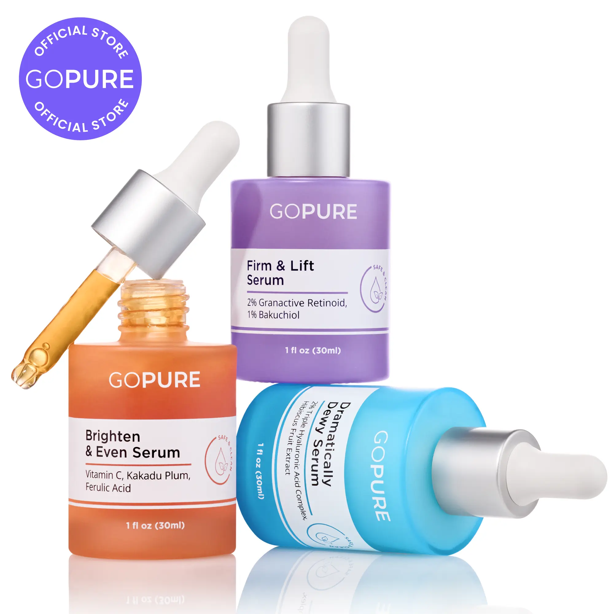 GOPURE Power Trio Facial Serums Set - Vitamin C Serum Hyaluronic Acid Serum and Retinol Serum GOPURE Power Trio Facial Serums Set - Vitamin C Serum Hyaluronic Acid Serum and Retinol Serum