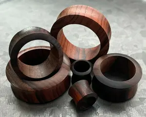 PAIR of Unique Organic Sono Wood Tunnels/Plugs - Gauges 2g (6mm) up to 1&13/8" (35mm)
