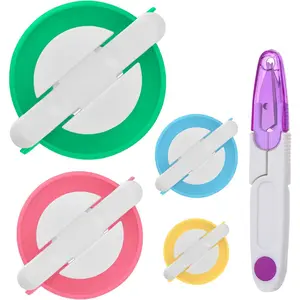 Pom Pom Maker, 4 Different Sizes Pompom Maker Fluff Ball Needle Craft DIY Wool Knitting Craft Knitting Wool Tool Kit with Thread Cutter Scissors (Color Set A)