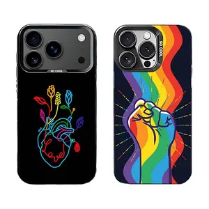 Pride L-Lesbian LGBT Rainbow Phone Cases For iPhone 17 Promax Pro Air 16 Plus 15 14 13 12 11 Black Tpu IMD Cover Gift For Birthday Christmas Halloween