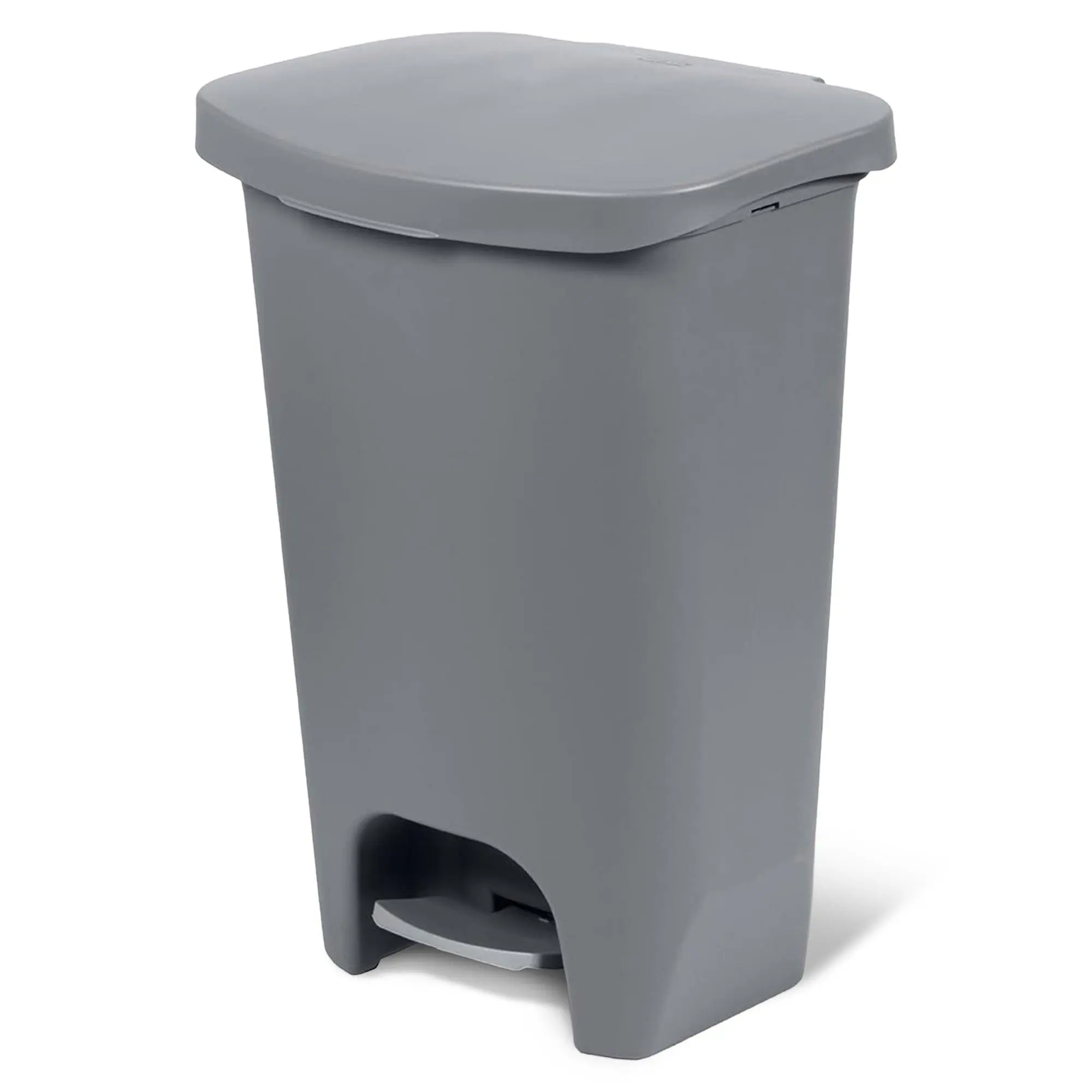 Glad Kitchen Trash Can with Lid, Foot Pedal and Garbage Bag Rings, 13 Gal, Grey