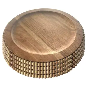 Temp-tations Set of (4) Beaded Wood Charger Plates Temp-tations Set of (4) Beaded Wood Charger Plates
