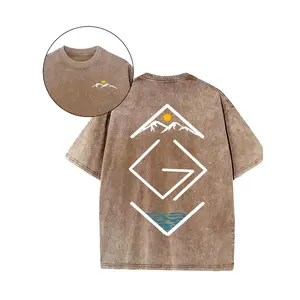 Vintage-Inspired Tee For Men - Mountains & Rivers, Sun Comes Graphic, High-Quality Double-Sided Print, Round Neck Short Sleeve T-Shirt, Ideal For Outdoor Activities & Casual Streetwear, Street Style Teecasual Fashionround Neckline Shirt, T Shirts