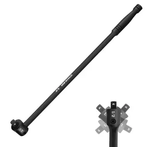 DURATECH Breaker Bar, 1/2'' Drive 24-Inch Breaker Bars Heavy Duty, with 240° Flex Head, Spring-loaded Detent Ball, CR-MO Head, Premium Black Phosphate Finish