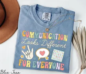 Comfort Colors Communication Looks Different for Everyone T-Shirt, Speech Therapy Shirt, Autism TShirt, Speech Language Tee, Therapist Gifts