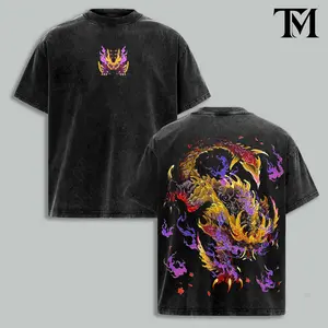 Monster Hunter Magnamalo the Hellfire Wyvern Heavy Metal Vintage Washed Oversized T-Shirt & Hoodie | Demon Flame Graphic Tee | Faded Grunge Streetwear