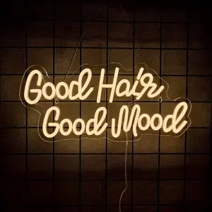 Good Hair Good Mood Neon Sign - Hair Salon Led Neon Signs for Wall Decor, Haircut Neon Lights Signs for Business Barber Shop Store Hair Salon Sign Lights Decor Gifts,USB Powered Easy Hanging