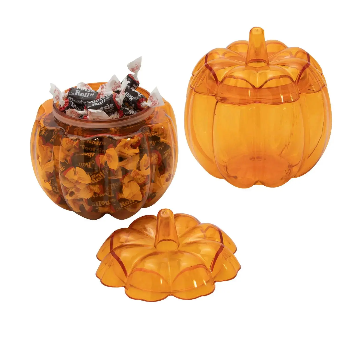 4 1/4" Halloween Orange Pumpkin Plastic Favor Containers – 12 Pc.