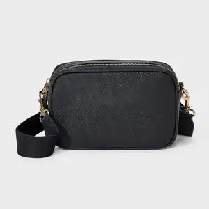 Double Zip Camera Crossbody Handbag - Universal Thread Black