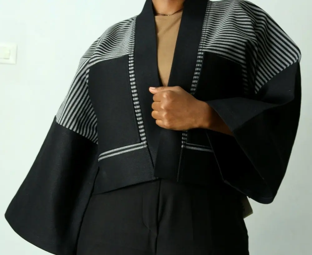 Denim Strata Kimono – Hand-Bleached Denim Statement Kimono | Unisex Free Size | TOP