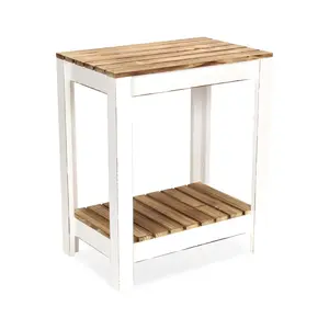 Cheungs 6084 Cedarfield Brown & White Wooden Side Table