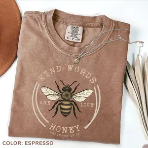 Comfort Colors Kind Words Are Like Honey tshirt, Faith Based Gift, Bible Verse Tee, Religious TShirt, Butterfly Bible Verse Tee Womenswear Cotton