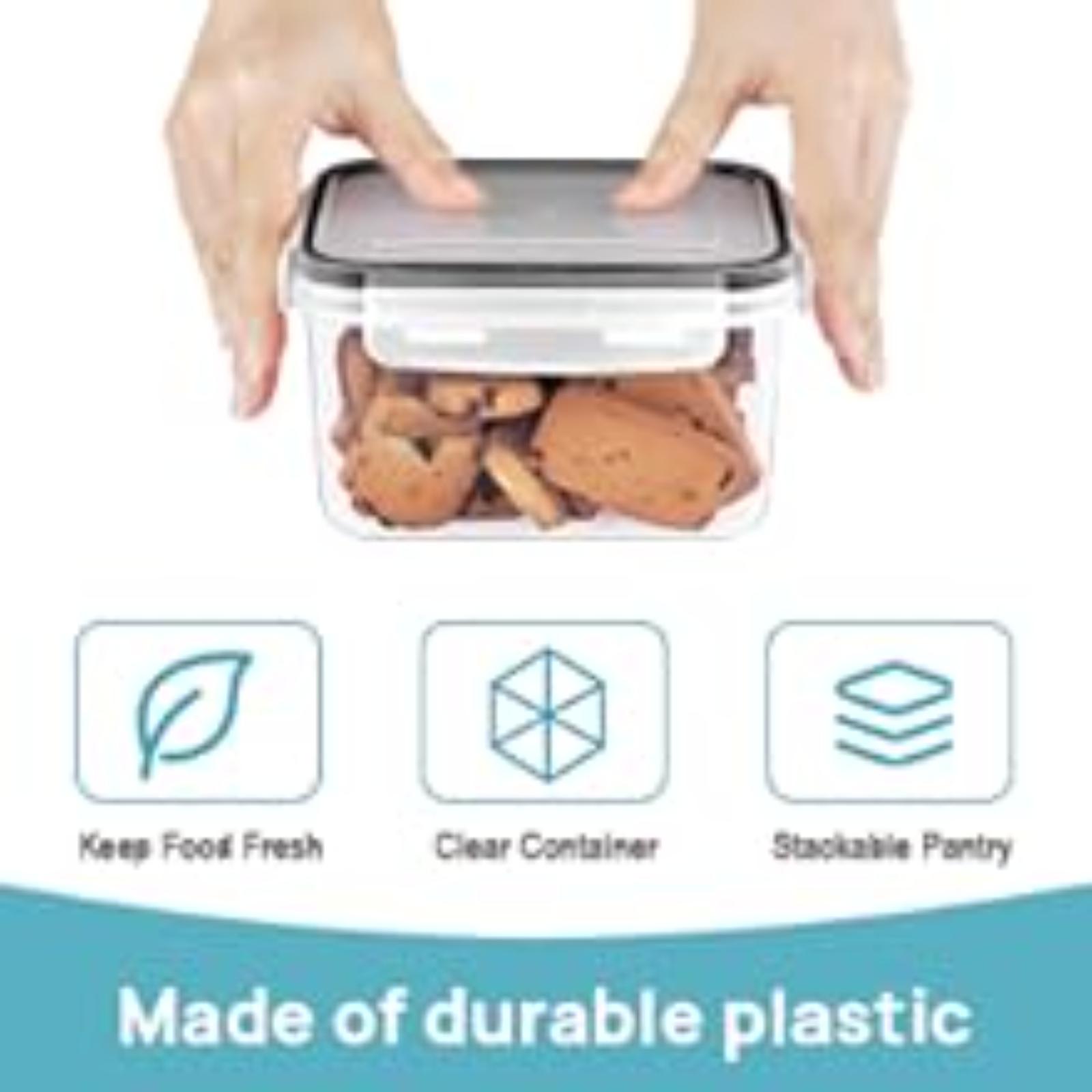 24 pcs Plastic Kitchen and Pantry Organization Canisters for Cereal Dry Food Flour and Sugar BPA Free Includes 24 Labels Black Storage Containers