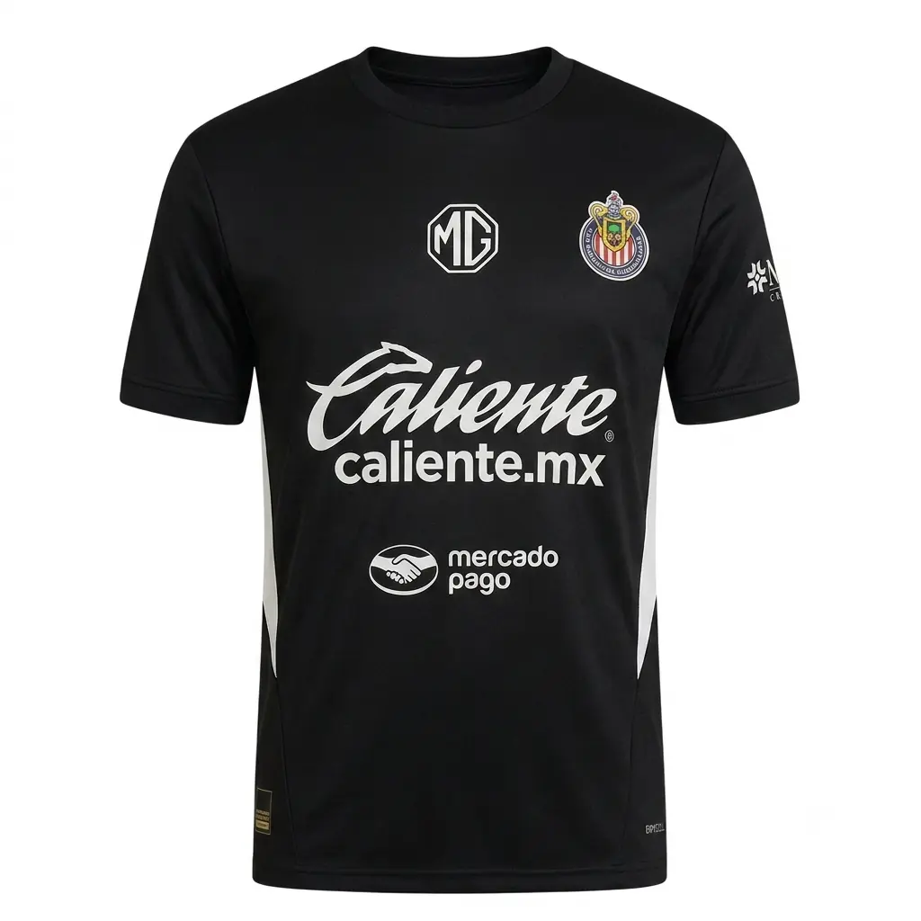 24 25 New Chivas Mexico Black Goalkeeper Short Sle Soccer Jerseys Fans Edition Top