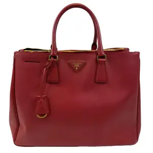 Pre-owned PRADA Large Red Saffiano Leather Structured Tote Bag with Gold Tone Hardware/EE03708024/8024