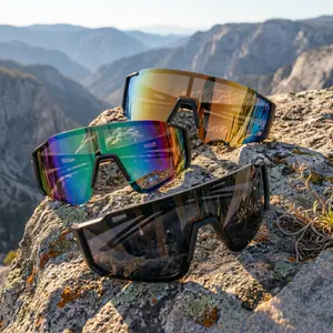 FEICE 3-Pair Unisex Carbon MTB 3-Lens Athletic UV-Blocking Men's Sunglasses - Outdoor Sports Accessories for Biking, Skiing Fashion Eyewear