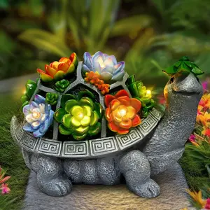 11.1 Inch Large Solar Garden Decor Turtle Statues Lights, Outdoor Figurine Decorations Ornament Lamps for Outside Yard, Lawn, Patio, Porch, Balcony,  Birthday Gifts for Mom women Grandma(Gray)