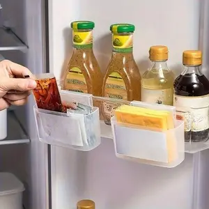 2 refrigerator hanging organizers - Suitable for 0.4-inch thick doors, refrigerator side doors, hanging storage boxes, condiment packs, sauce packs, small item organization, wall-mounted storage racks, shelves