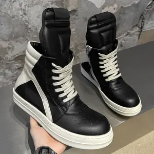 High-Top Sneakers Men's Black × White｜Chunky Sole Commute & Daily Wear