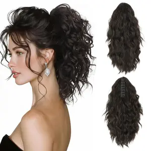 12 Inch Dark Brown Ponytail Extension - Soft Curly Pony Tails Hair Extensions, Claw Clip Ponytail Extension, Short Synthetic Hair Pieces for Women (Color: Dark Brown)