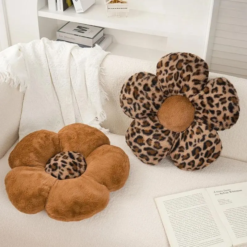 Leopard Print Flower Sofa Pillow - Soft Comfortable Home Decor Cushion for Office Lumbar Support, Room Headboard Decoration, Creative Leopard Print